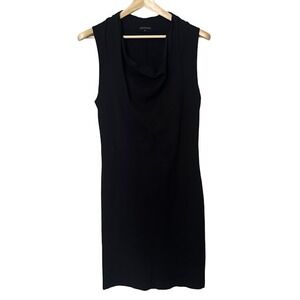 Theory Black‎ Viscose Stretch Cowl Neck Tank Sheath Pencil Dress Womens M